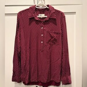 Burgundy Polka Dot Button-Up Shirt